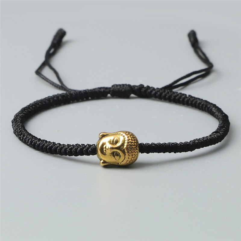 Gouden Boeddha Hoofd Mode Armband Classic Rood Zwart Bruin String Charm Voor Vriendschap Gevlochten Armbanden Handgemaakte Sieraden