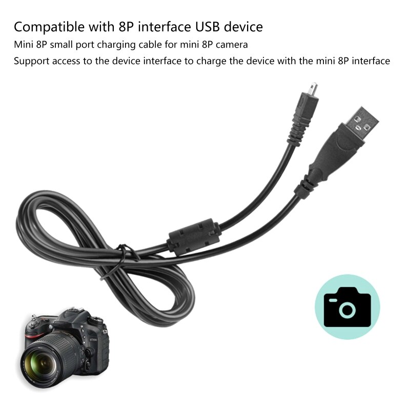 Digtal Camera USB Data Sync Cable 8Pin Charger Cord 1/1.5M Length Charging Cable Pictures Sync Transfer Cord