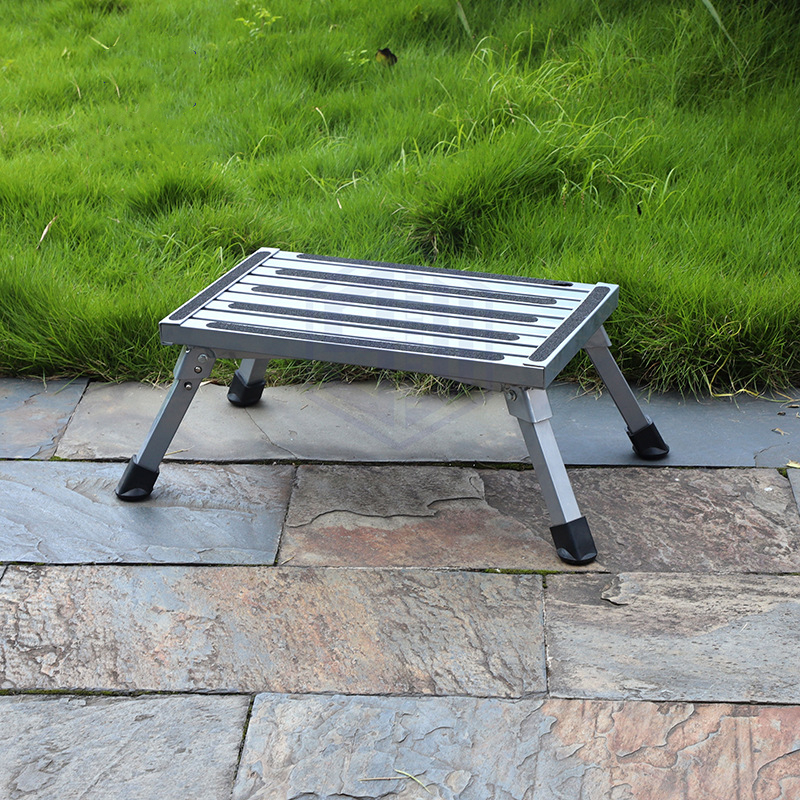 RV Platform Step Stool Adjustable Height Aluminum Folding For Home GarageTruck Or Van Supports Up To 1000lbs Caravan Accessories: Default Title