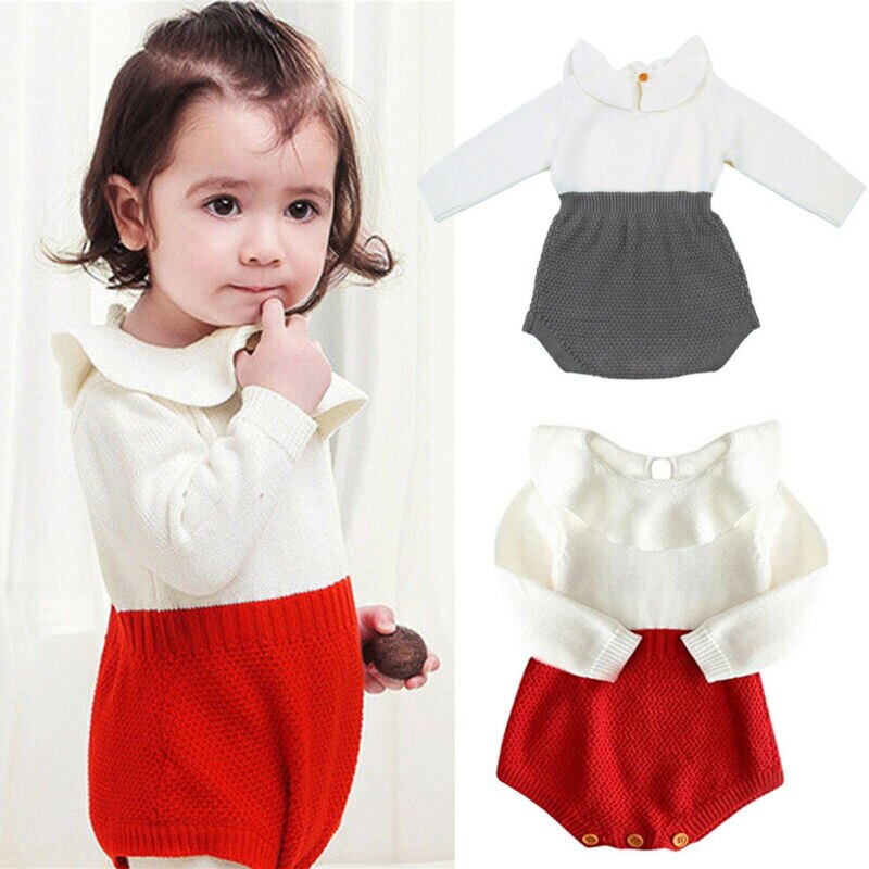 Autumn Winter Newborn Baby Clothes Infant Toddler Girl Sweaters Rompers Wool Knitting Long Sleeve One-piece Outfits 0-24M