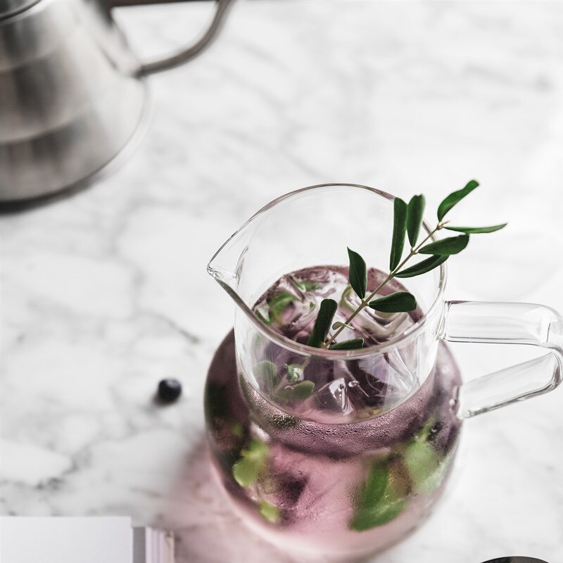 Tetera nórdica de vidrio resistente al viento para el hogar, tetera de café con flor de fruta filtrada, negra