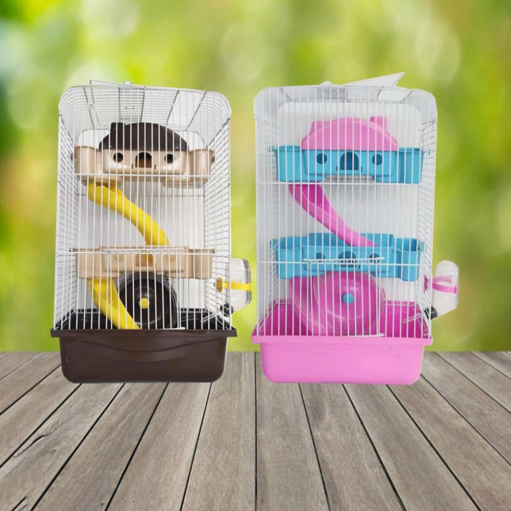 Image showcasing 3 Layers Heighten Villa Shape Pet Cage with Runnin... - Grandado
