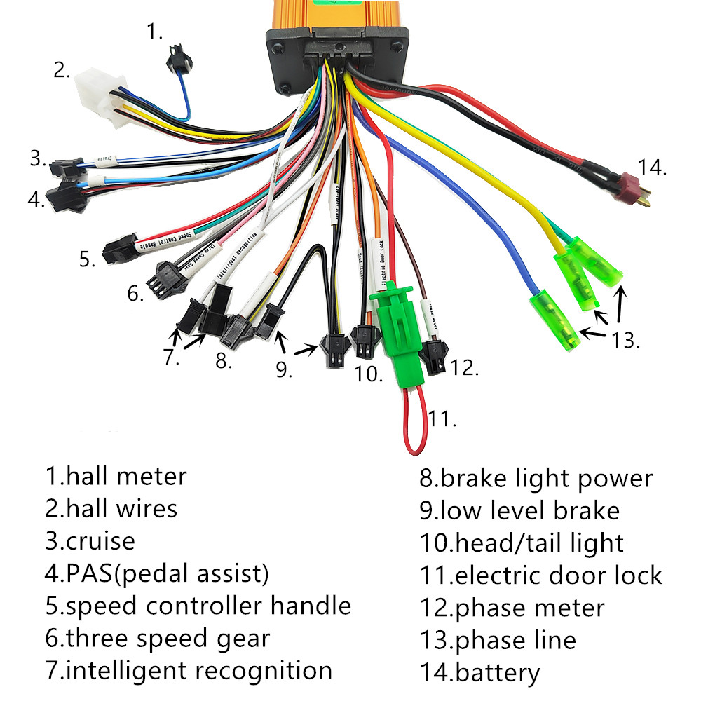 24V 36V 48V 250W 350W 12A 13A 15A 18A 20A E-bike Electric Scooter Brushless Controller With Twist Grip Throttle