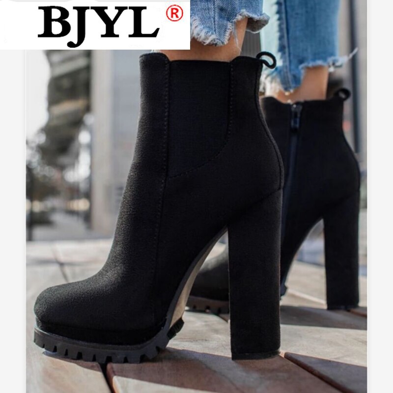 Clearance suede laarsjes met hak Cheap Sale Zwarte su de enkellaarsjes met hak E