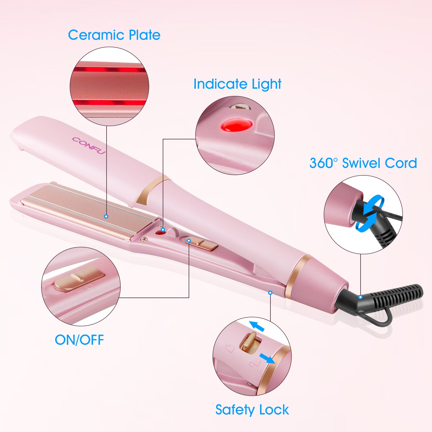 Alisador de pelo 2 en 1, rizador infrarrojo, control de temperatura plana, rizador de pelo, herramienta de cuidado de estilismo