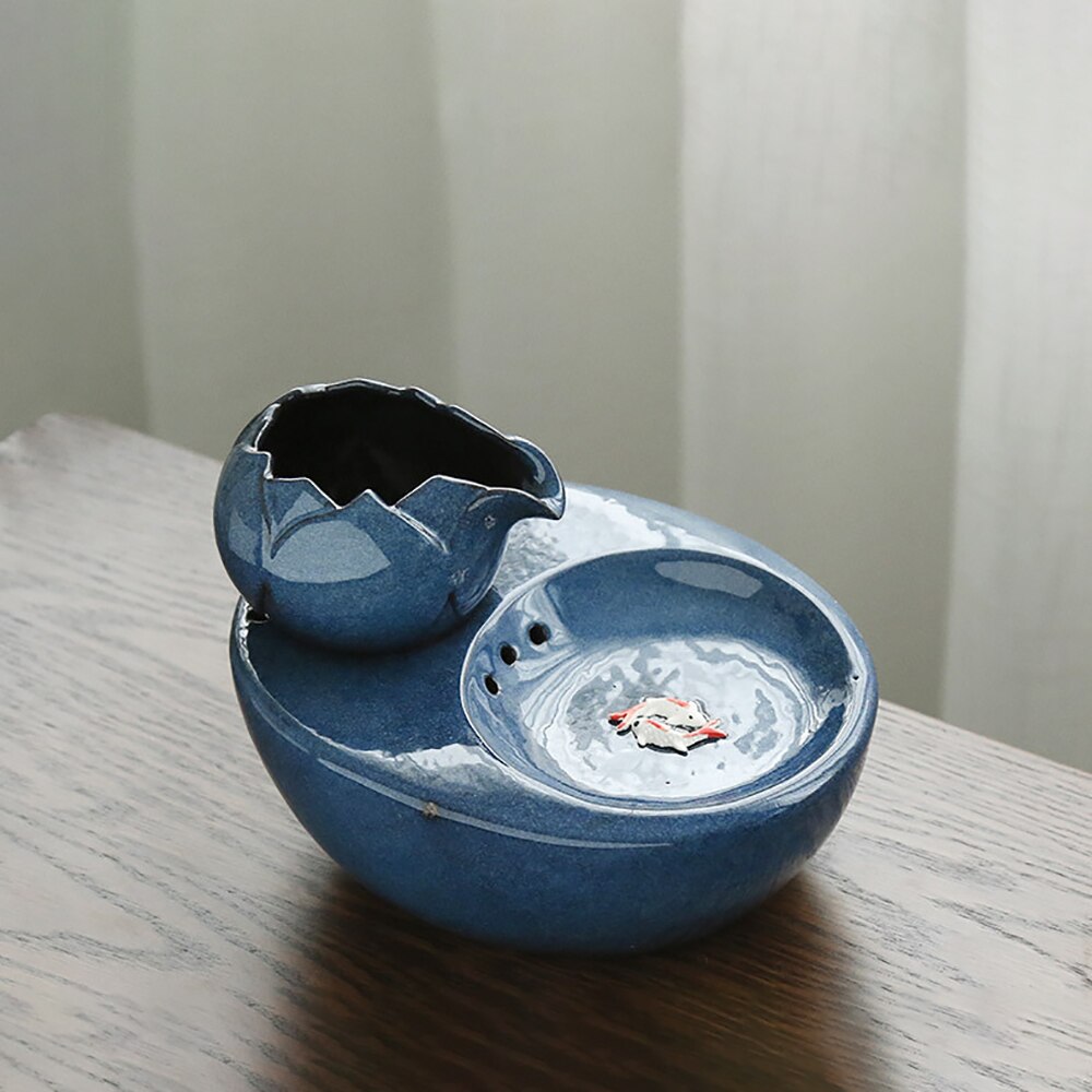 Pet Cat Water Fountain Pet Cat Drinking Water Fountain Lotus Flower Cat Pet Drinker Bowl Feeding Water Bowl EU Plug