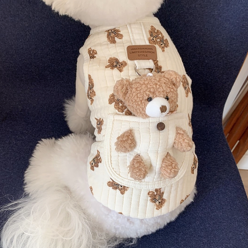 Puppy Clothes Autumn Winter Cat Desinger Vest Pet Cute Cartoon Soft Shirt Small Dog Harness Chihuahua Poodle Yorkshire