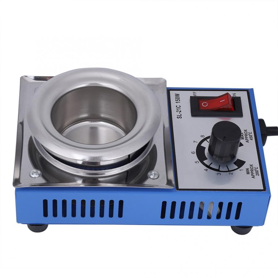WALFRONT Solder Pot Soldering Desoldering Bath 200-450c Stainless Steel Plate 150W Electric Welding Solder Iron Pot Power Tools