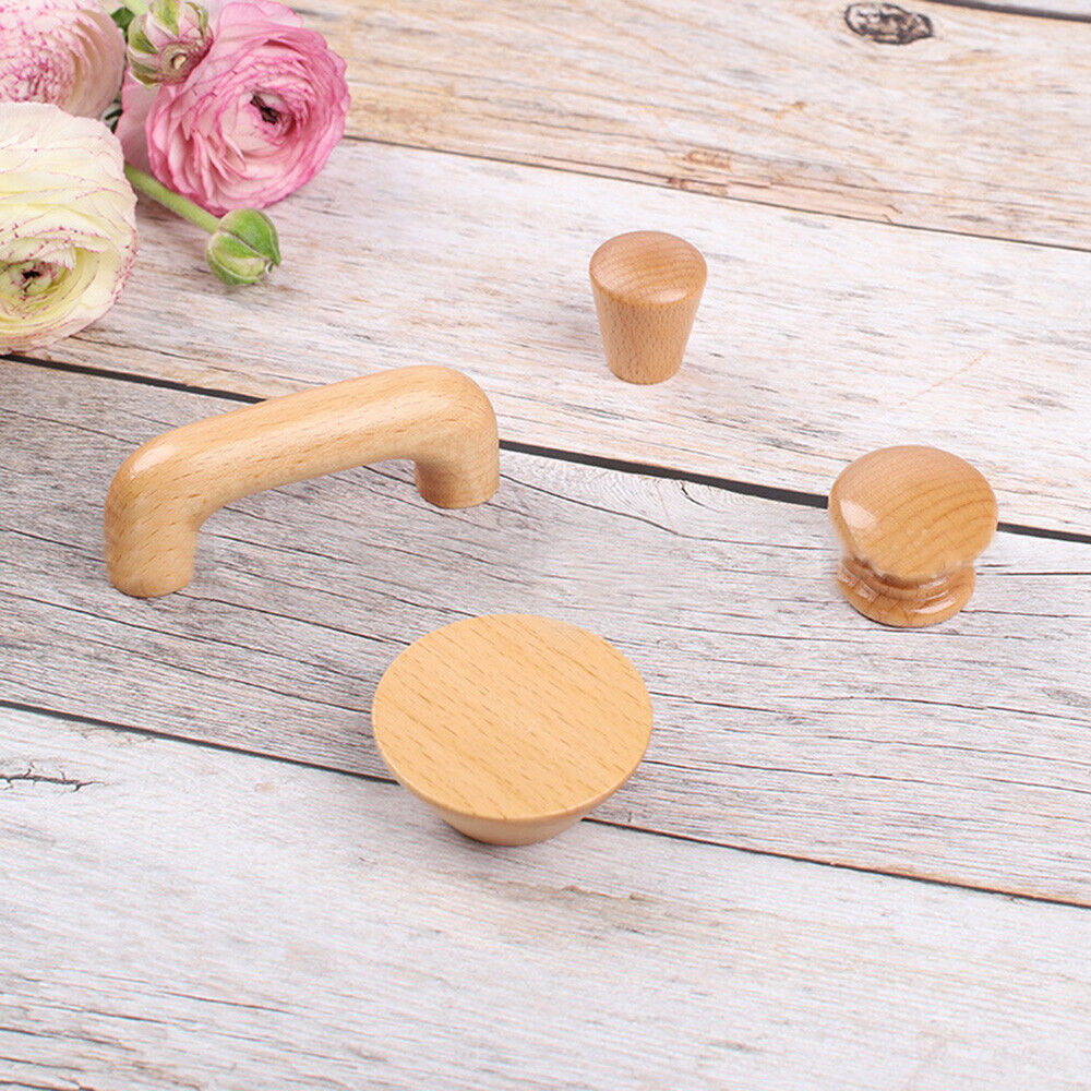 Manija de madera para muebles, pomo de cajón, tirador de puerta de armario, orificio simple/doble, herrajes duraderos para el hogar