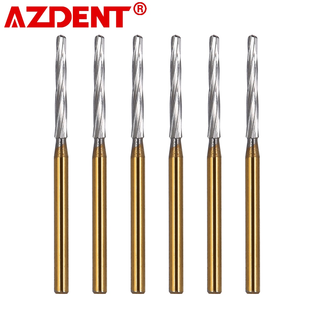 Azdent 6 pces burs dental fg brocas de carboneto cirúrgico dental cortadores de osso de tungstênio que terminam burs 1.6mm para o handpiece de alta velocidade