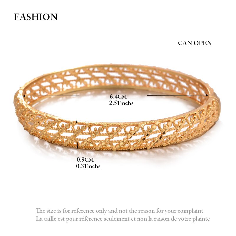 Kan Open 4 Stks/partij Dubai Gouden Armbanden Breedte Vrouwen Mannen Gouden Armbanden Afrikaanse Bresslate Ethiopië Meisjes Bruid Bangles