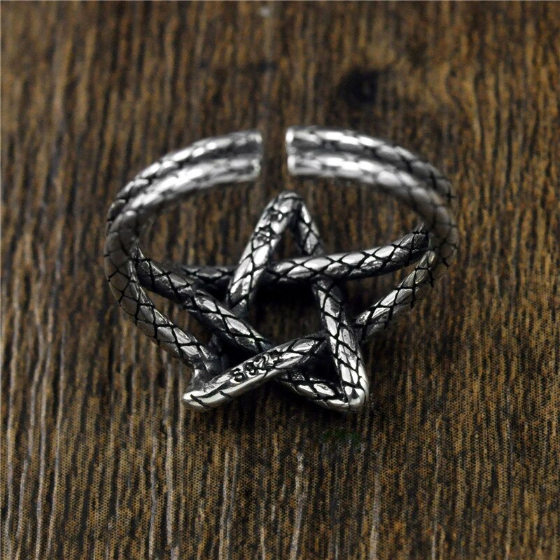 V. YA Vintage Thai argent étoile anneaux réglables pour les femmes personnalité Punk 925 bagues en argent Sterling