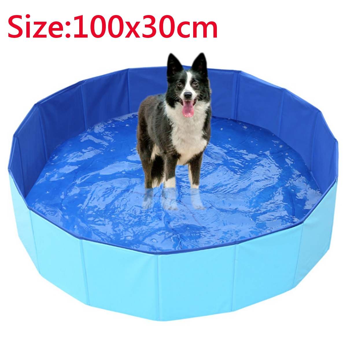 PVC Foldable Pet Dog Cat Swimming Pool PVC Washing Pond Dog Tub Bed Large Small Dog Swimming House Bed Summer Pool: 100x30cm Blue