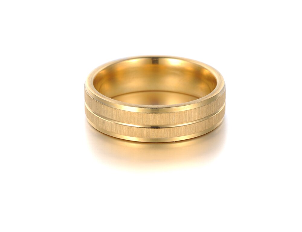 JeeMango Goud Kleur Roestvrij Staal Paar Ringen Voor Vrouwen Mannen Classic Rvs Engagement Wedding Ring Sieraden JR18119