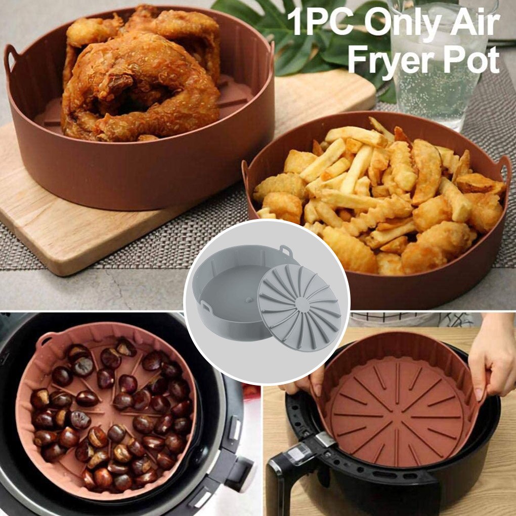 Silicone Grill Pan Bread Cake Mat Multifunctional Air Fryer Basket Accessories Bread Cake Pizza Microwave Baking Basket Pot Mat