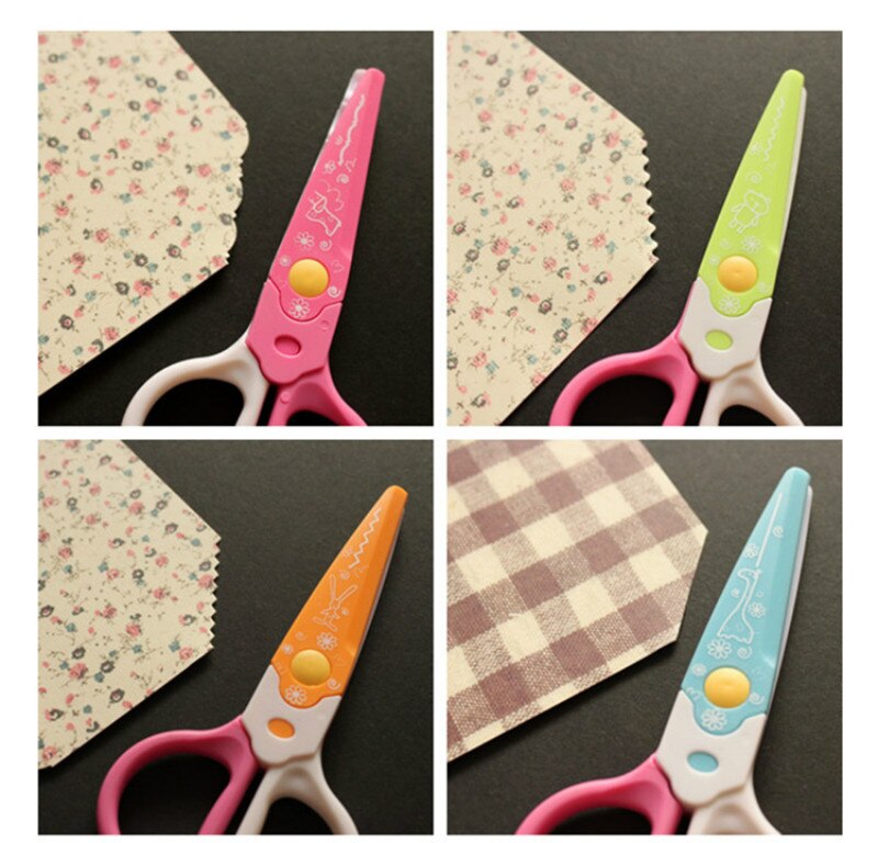 1Set DIY Cute Kawaii Plastic Scissors For Paper Cutter Scrapbooking Kids Office School Supplies Korean Stationery Supplies