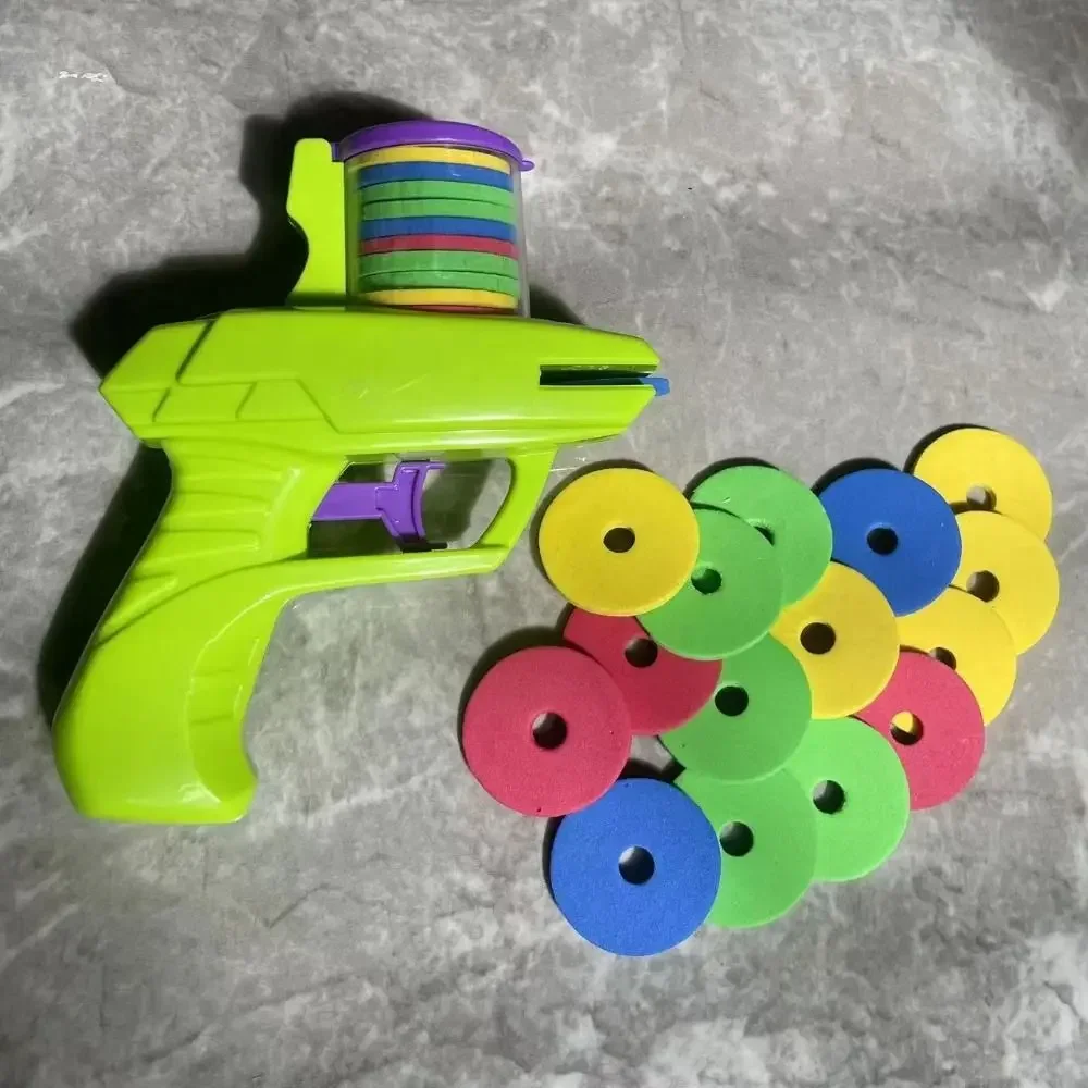 Flying Disc Gun Foam Disc Launcher Handheld Shooter Indoor Shooting Game Outdoor Backyard Toy For Boys And Girls Birthday: WHITE