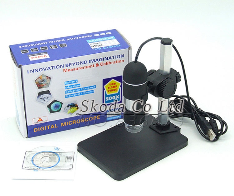 Digital USB Microscope 2MP 200X 8 LED lightPortable Microscope Magnifier with a microscope stand