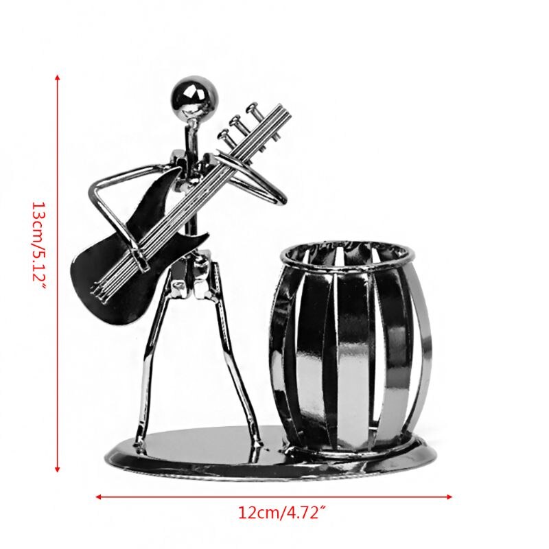 Metal Music Player Musician Pen Pencil Holder Desktop Storage Organizer Brush Pot Ornament