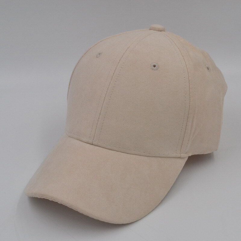 Efterår faux ruskind buet rand baseball cap almindelig snapback far hat mænd kvinder, grå blå beige pink: Beige