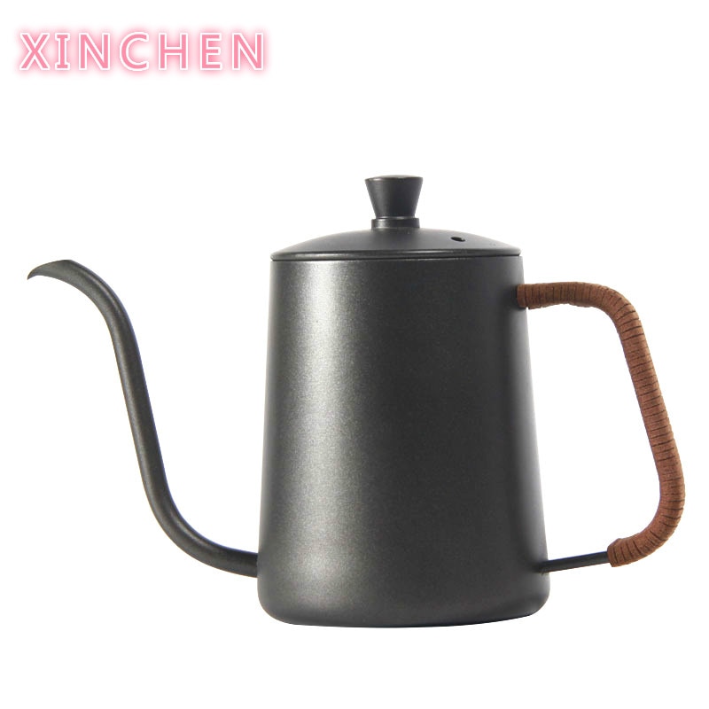 Tetera de goteo de 350ml y 600ml, teflón antiadherente para café o té, hervidor de goteo de acero inoxidable con cuello de cisne y boca fina