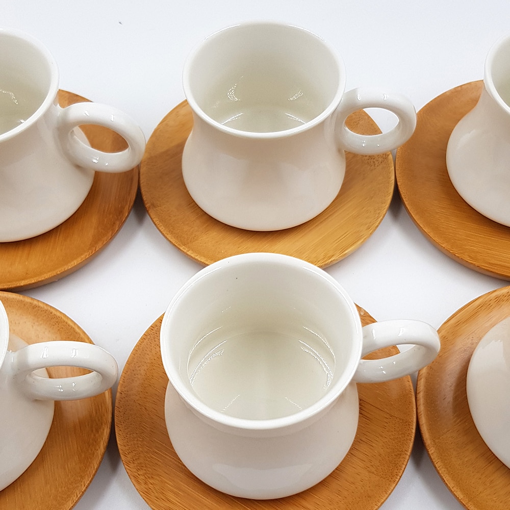 Tyrkisk kaffekop sæt med porcelæn bambusplade