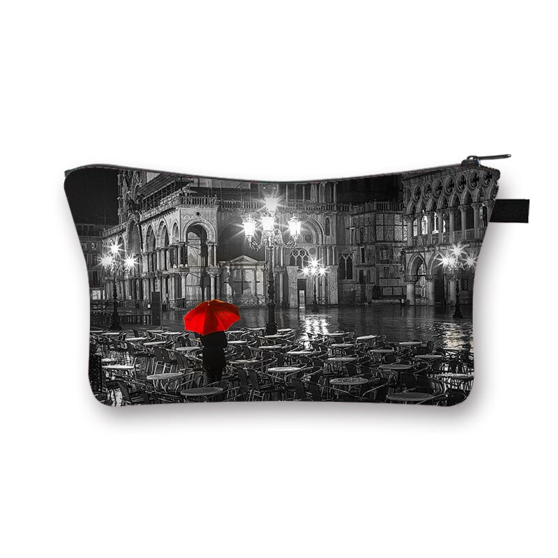 Czerwona i czarna seria kosmetyczka damskie szpilki wzór kosmetyczka o dużej pojemności torba na parasol Rose Make up Cases: shzbredrain8