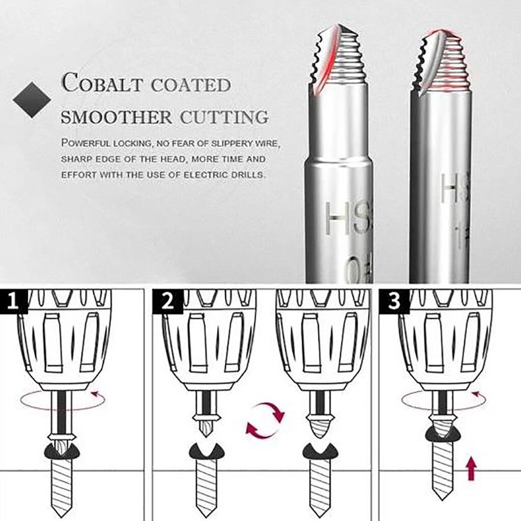 5Pcs Broken Bolt Remover Tool Damaged Screw Extractor Speed Out Drill Bits Set Screwdriver Bit Set Screw Extractor