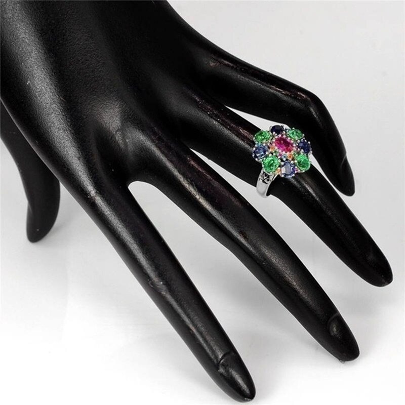 FDLK-anillo Floral multinivel Oval para mujer, joyería de , anillo de novia casamiento compromiso con diamantes de imitación