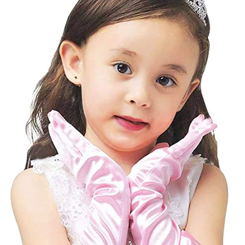 3-10Y Mädchen Satin- Handschuhe Schnee Königin Handschuh Prinzessin Kostüm für freundlicher Party, Hochzeit, Formale Festzug Geburtstag Party