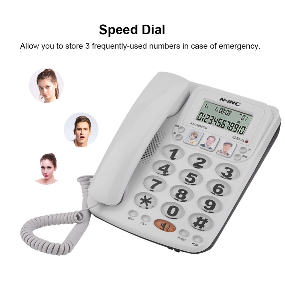 Grote Knop Snoer Telefonos Fijos De Casa Met Luidspreker Speed Dial Telefoon Beller-Id Thuis Kantoor Telefoon Vaste