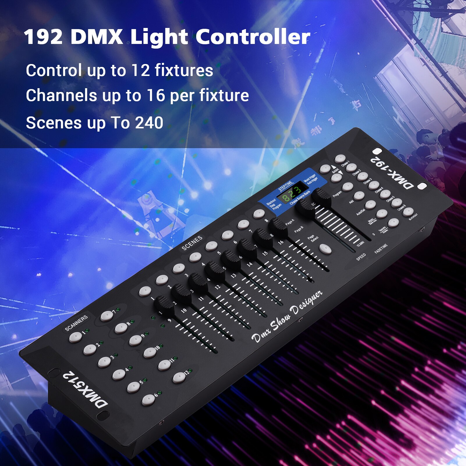 DMX512 Licht Controller Console Panel 192CH Programmering Functie Sound Activated Met Led Screen Antenne Voor Podium Dj Pubs Bar