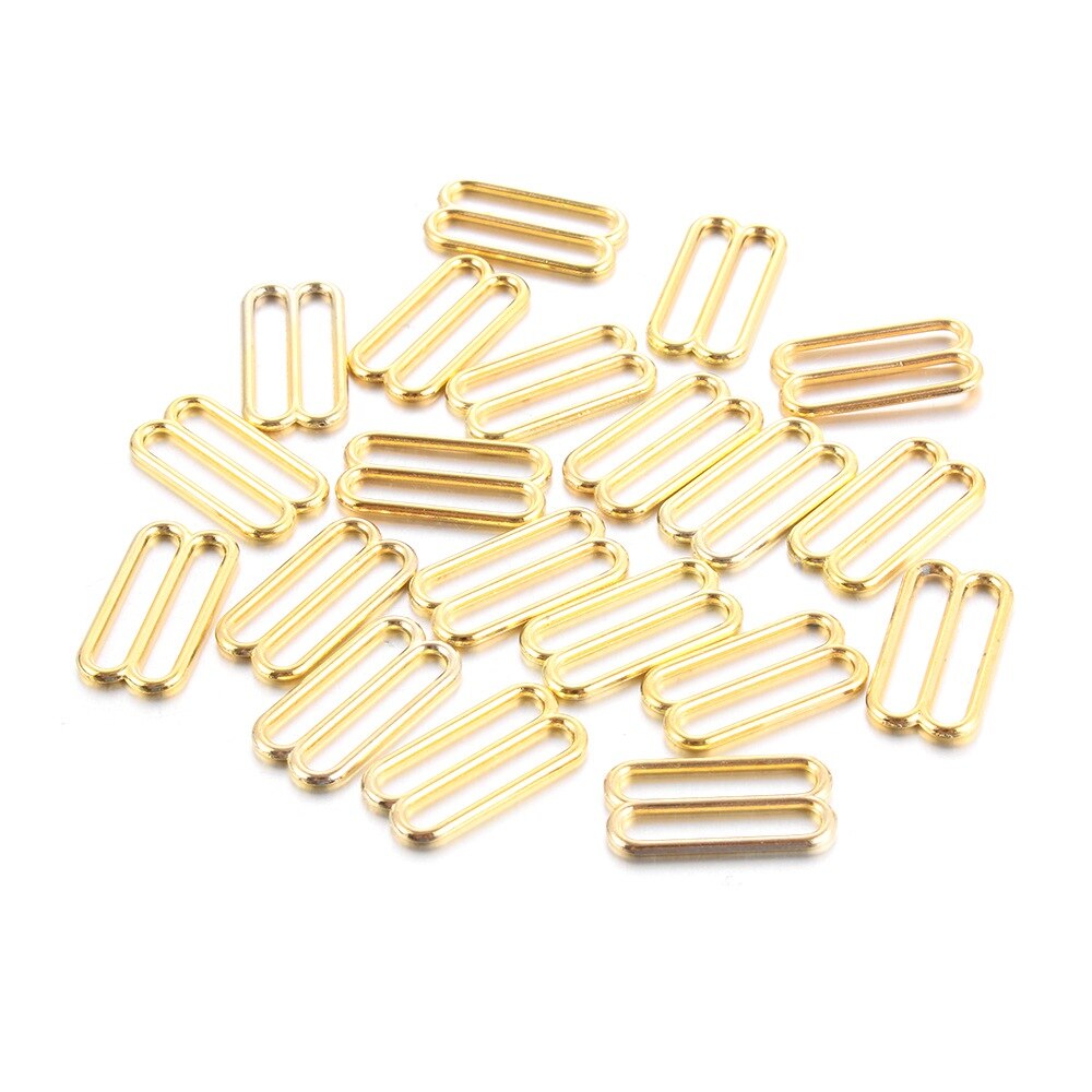 1/2/2.5cm 20 /pak goudkleurige metalen legering nylon gecoate bh-ringen en schuifbandverstellers gespen ondergoedverstelaccessoires: Stijl 2-2cm