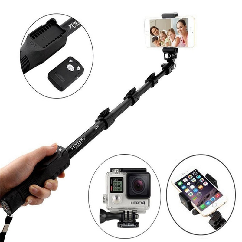 Tripod 4 In 1 Yunteng 1288 Bluetooth Extendable Selfie Stick Handheld Yt-1288 Monopod for Xiaomi Yi Gopro Sj4000 Iphone Camera