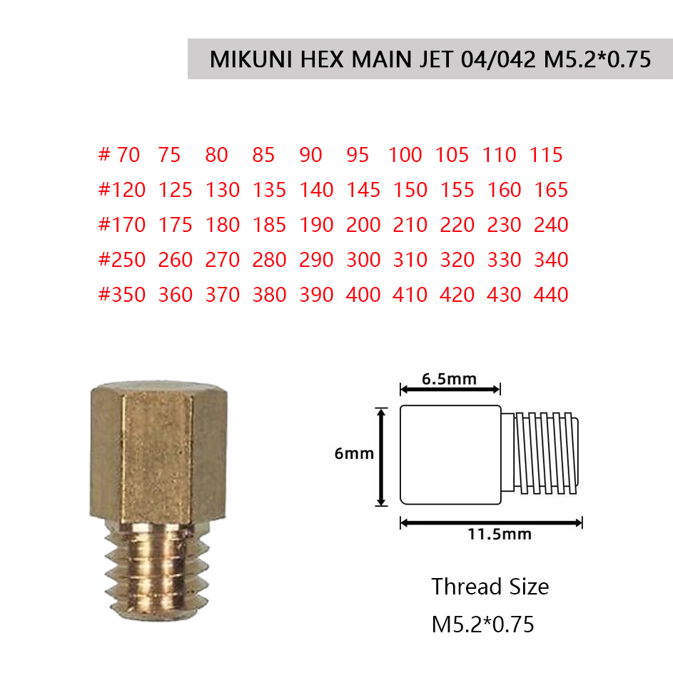 Jatos principales para carburador MIKUNI VM TM TMX 4/042, boquilla de inyectores para patinete, tamaño 70-440, sintonizador de bolsillo, gicleur hexagonal grande, 10 Uds.