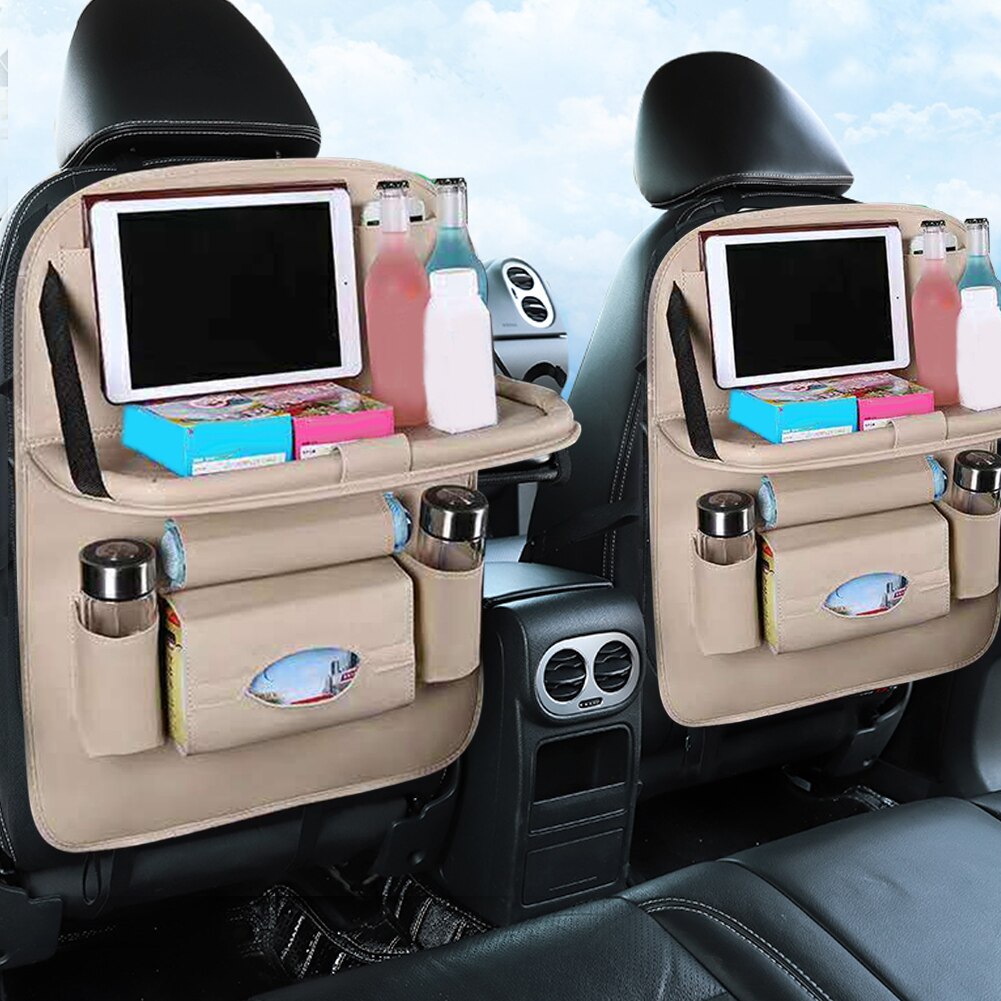 Auto Seat Cover Set Universele Multi-Pocket Seat Opknoping Opbergtas Auto Seat Cover Protector Leather Folding Houder Auto interieur