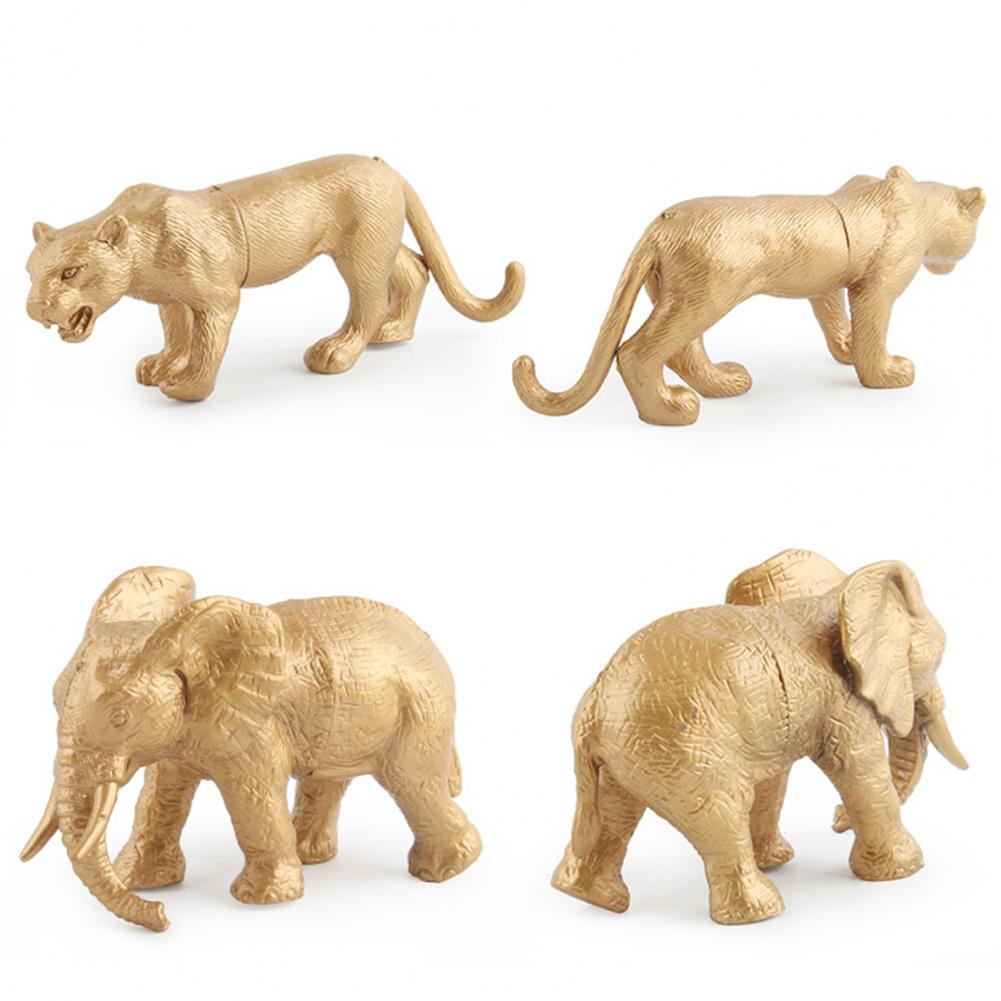 7/Set Simulation Ornaments Golden Color Tiger Lion Leopard Ornaments Learning Education for Decoration