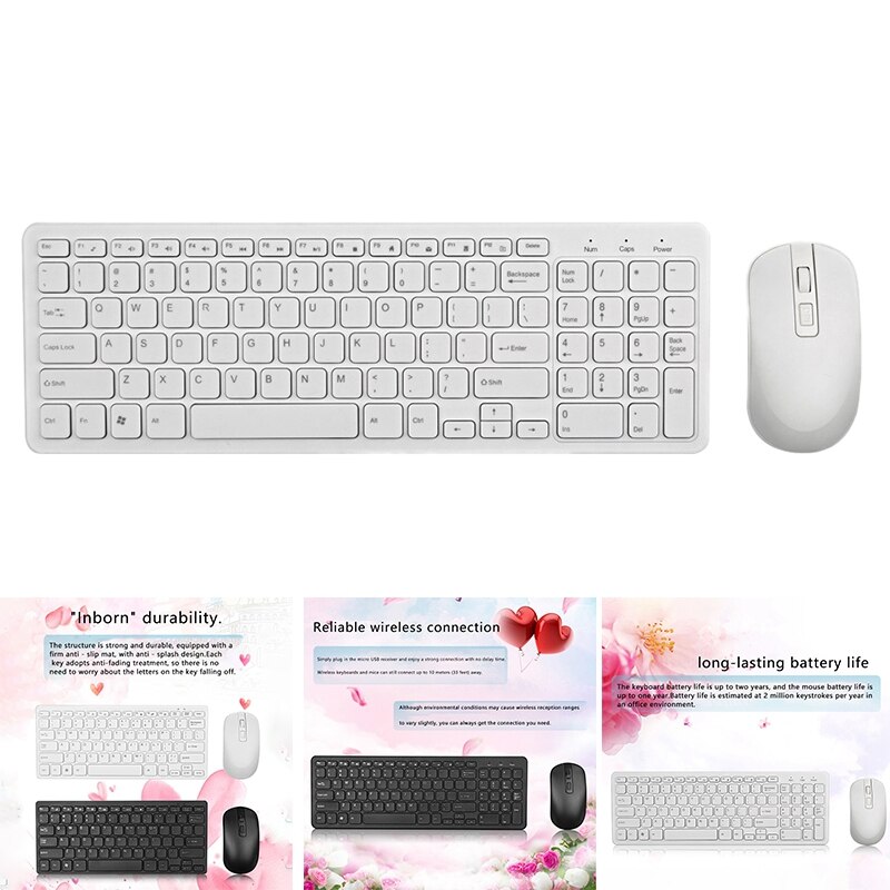 2.4G Wireless Waterproof USB Keyboard& Mouse Set for Office and Home