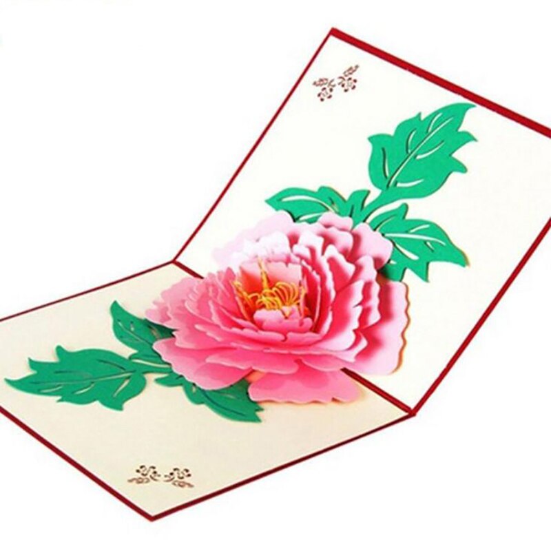 3d pop op-kort blomsterhilsen luoyang pæonfest invitation postkort med konvolut baby shower tillykke med fødselsdagen