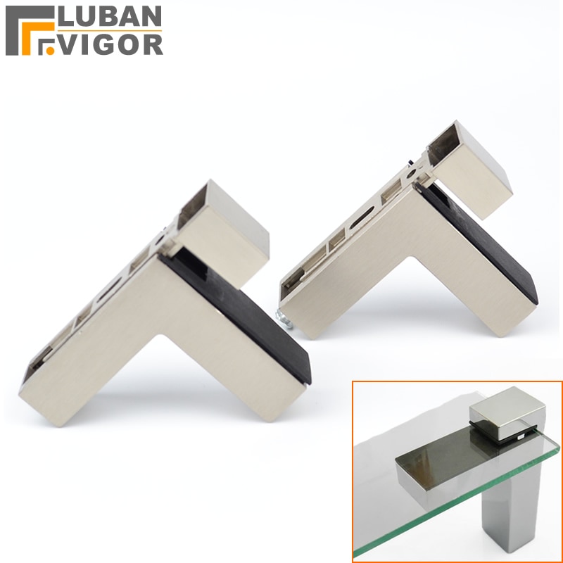 High load adjustable F shape glass/wood shelf support clip/clamp,Brushed surface Shelf support ,thickness: 3-20MM Glass Hardware