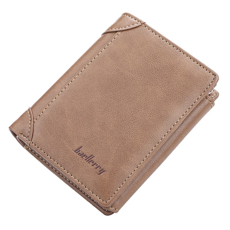 Baellery marca homem carteiras masculino curto multi cartão três-fold pequena carteira fina fivela bolsa de moedas masculino: Marrom
