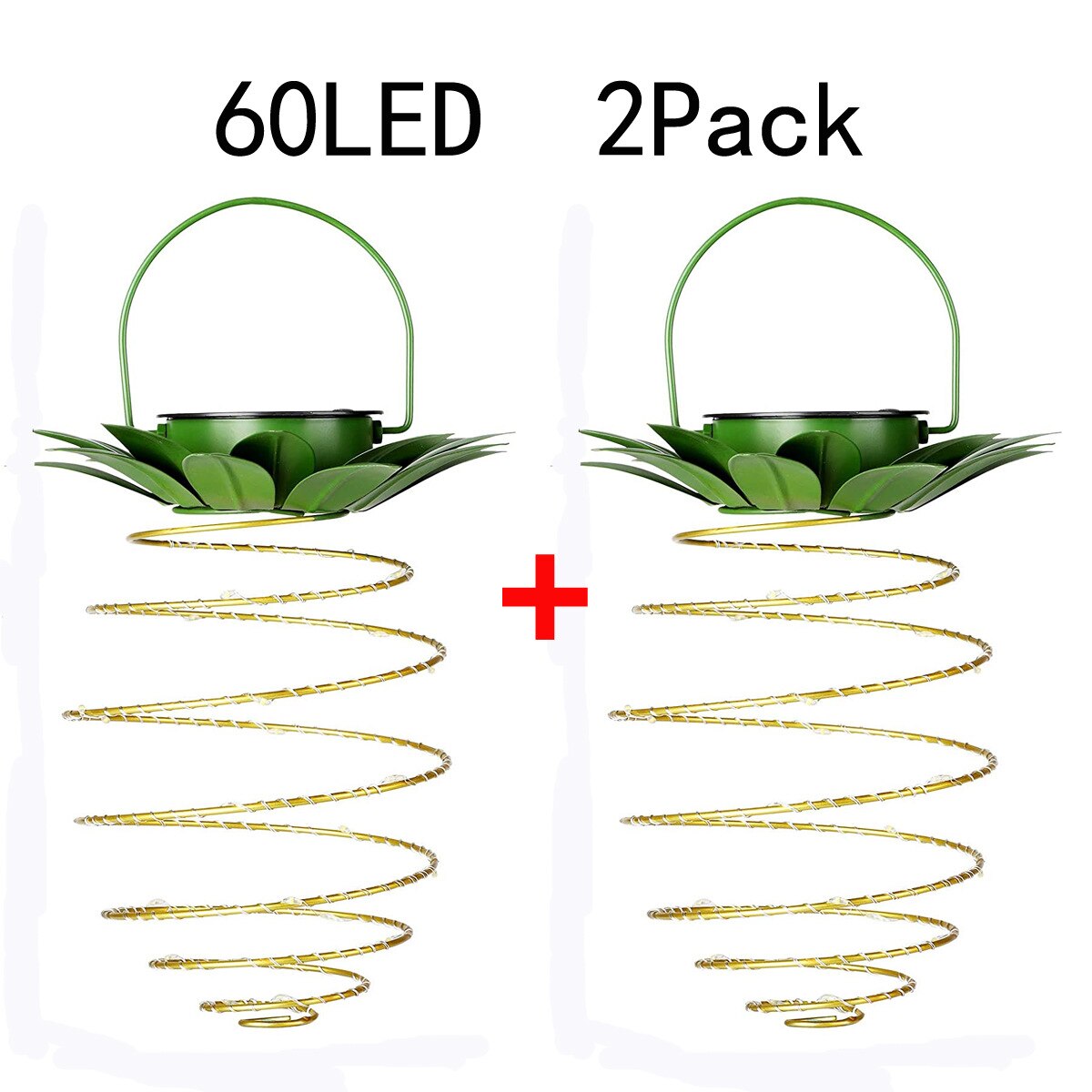 Solar pineapple light iron lantern led copper wire string lights outdoor waterproof garden decoration hanging lights: 2pcs 60LED