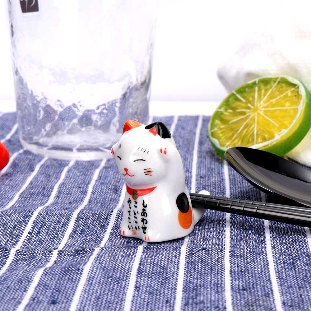 5 stk/sæt japansk stil keramiske spisepinde holder stativ sød kat spisepinde stativ pude pleje hvile køkken kunst håndværk bord
