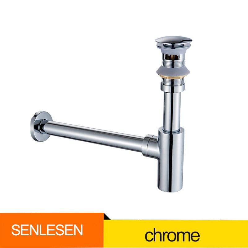 Senlesen Washbasin Drain Pipe Drainer Basin Sink Counter Odor-resistant Drain Pipe Fitting Set: Chrome Drain