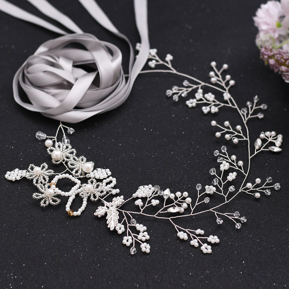ZMSH07 Trouwjurk Riem Bruid Accessoires Kristal Bruidsmeisje Sash Band Dames Rhinestone Applique Bridal Riemen Voor Vrouwen: gray ribbon