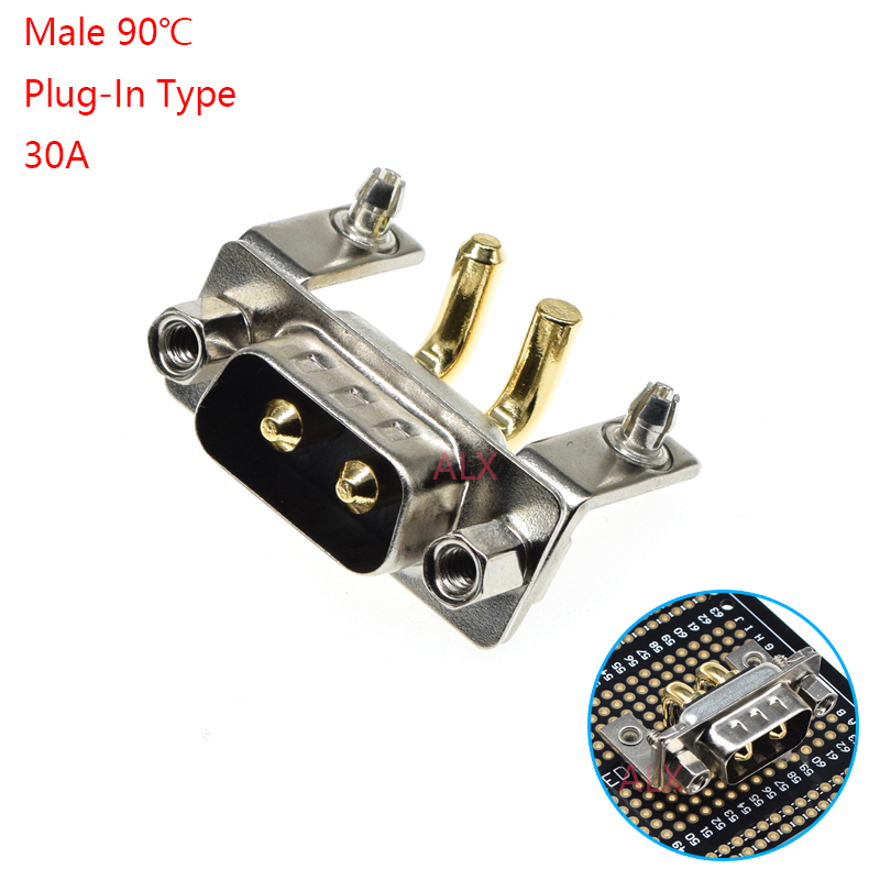 1 Stücke 2w2 30A 2 Stift Vergoldet Männlich Weiblich Hochstrom-leistungsstecker D-sub-Adapter Löt-/Stecker-in-Typ Steckdose Schweißen DB: Silber