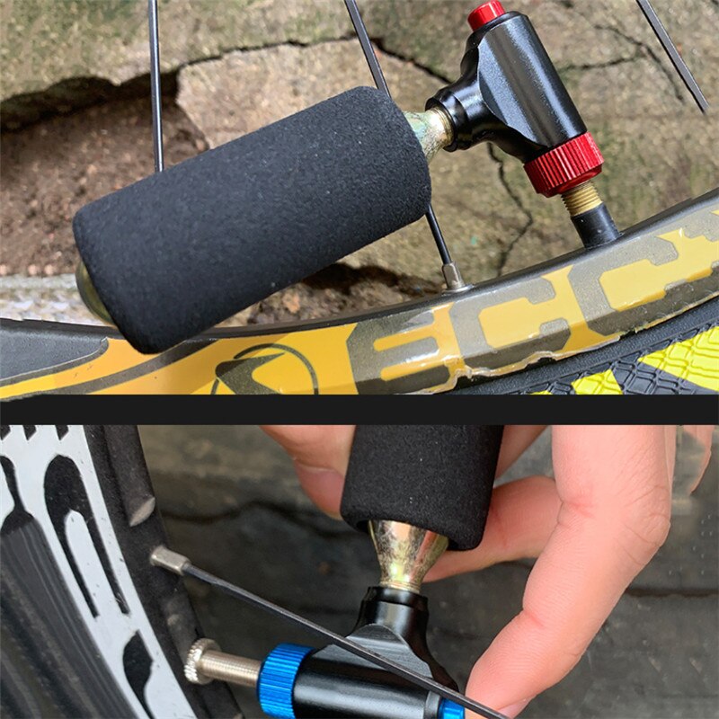Pompe de vélo gonflable CO2 avec tête de bouteille d'air Portable, accessoire de gonflage d'air pour Valve universelle