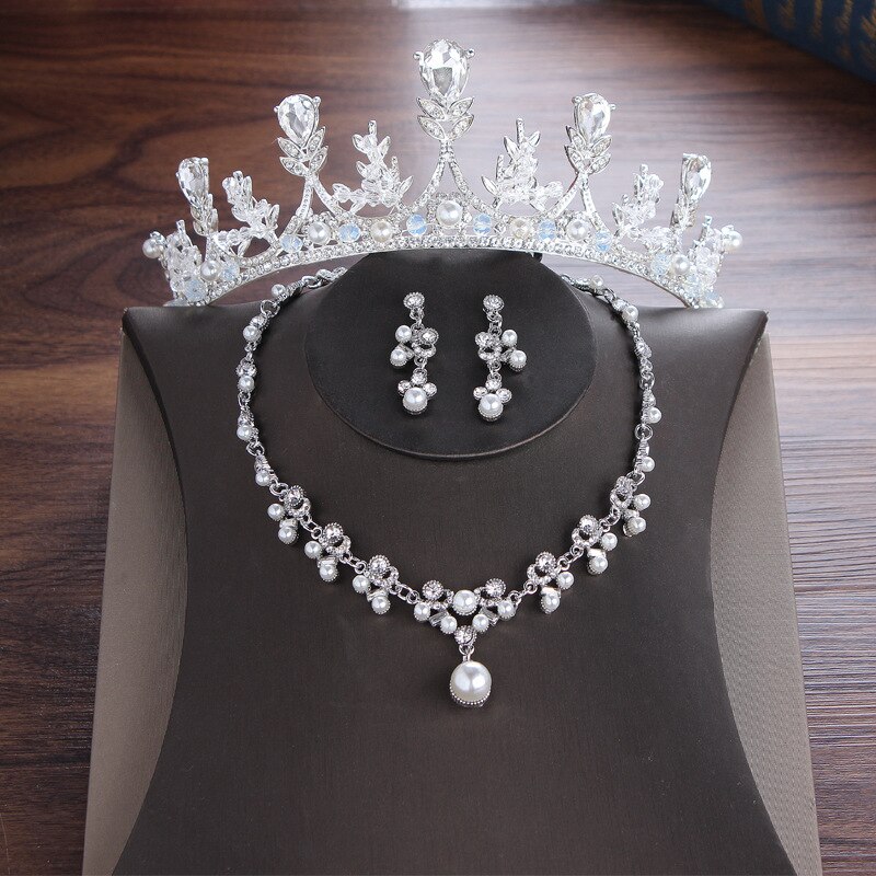 Tiara Bridal Necklace Earrings set dubai jewlery sets Bridal Accessories women Wedding Accessories