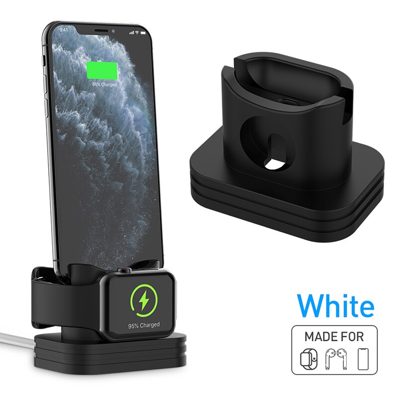 Silikon 2 In 1 Lade Dock Station Ladegerät Für IWatch Weiche Schreibtisch Lade Basis Anti-Herbst Stehen Halter Für airPods Fall Ladegerät