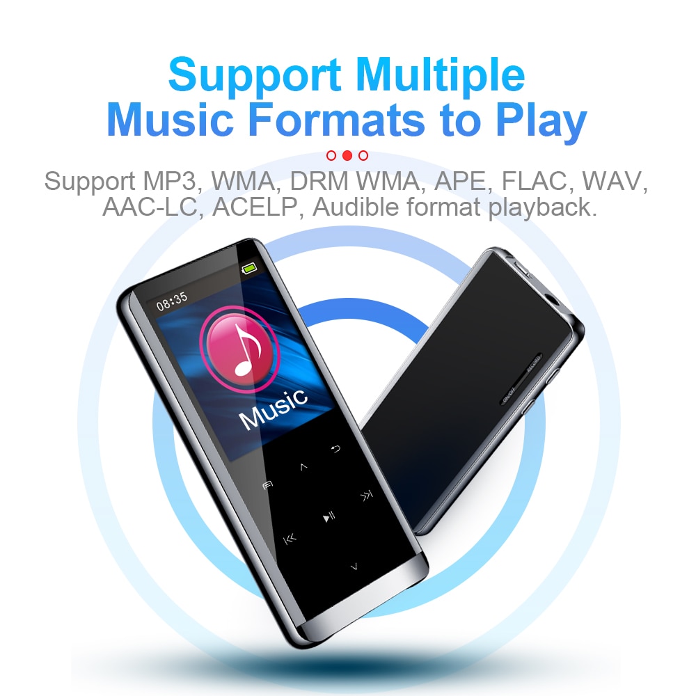 Tragbarer digitaler musikplayer für mp3 spieler mit touch-tasten, fm-radio, bluetooth-funktion und 3.5mm kopfhörern  mp3